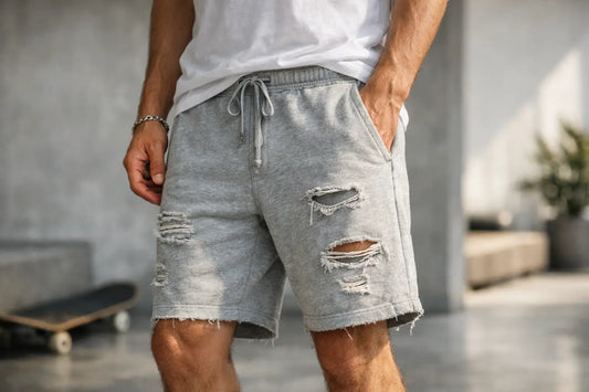 Distressed Sweat Shorts for the Daily Rotation